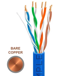 Cable Ethernet vertical Cat5e 1000 ft - azul clasificación CMR sólido cobre desnudo 24 AWG red - Imagen 1 de 3