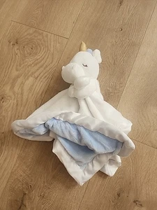 Carters Lovey baby Boy security blanket plush stuffed unicorn white blue Soft - Picture 1 of 5