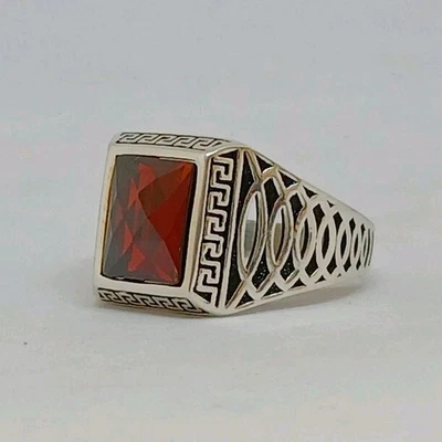 Unique Natural Ruby Men's Jewelry Filigree Ring 925Sterling Silver Art Deco Sz11 - Image 1 of 4