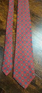 Corbata para hombre Liberty of London vintage roja con verdes azules 100 % seda negocios  Foto 1 de 4