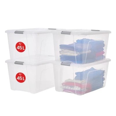 Scatole Iris Ohyama Set di 3 contenitori da 45 L con coperchio senza BPA  - Immagine 1 di 4