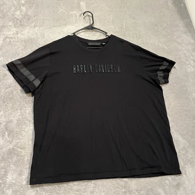 Camisa Harley Davidson Para Hombres 2XL Negra Calce Ajustado Logotipo Repujado Mangas a Rayas Foto 1 de 4