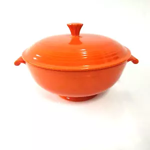 Vintage Fiesta Fiestaware Round Covered Casserole Orange VG - Picture 1 of 21