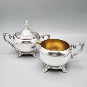 Juego de azucarero y jarra crema con patas Acanthus interior dorado - Imagen 1 de 10