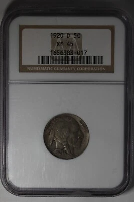 1920-D  .05  NGC XF45   Buffalo Nickel, Indian Nickel, 5 Cent Piece - Image 1 of 4