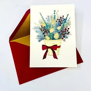 New Papyrus Acorn & Berries Floral Arrangement Christmas Card w Gold Foil - Picture 1 of 7