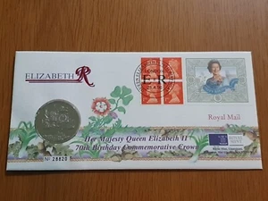 GB QEII PNC COIN COVER 1996 QUEEN ELIZABETHS 70TH BIRTHDAY £5 COIN ROYAL  (D2D9) - Picture 1 of 5