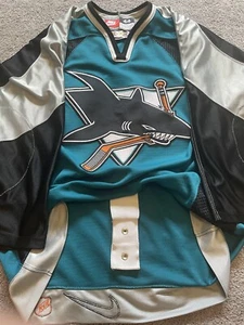 Nike Authentic San Jose Sharks NHL Hockey Jersey SJ Vintage Teal Blank 44 - Picture 1 of 4