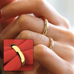 Hypoallergenic Yellow Gold Dome Comfort Fit Wedding Engagement Promise Ring Band - Picture 1 of 108