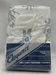Vintage Elegance Double Sheet Set Cotton Flannelette - Thermal New/Old Stock - Foto 1 di 5