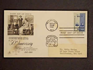 U S 1 FDC -1961 Workman's Compensation SC # 1186 - Picture 1 of 2