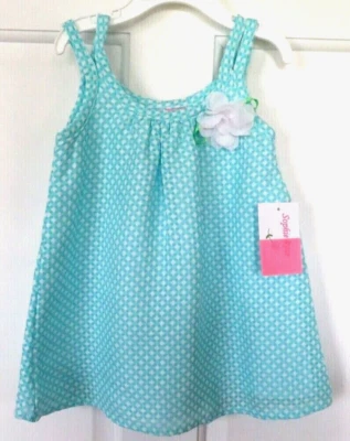 Sophie Rose Baby Girls Sundress Size 12 Months 2 Straps Blue White Flower Accent - Image 1 of 4