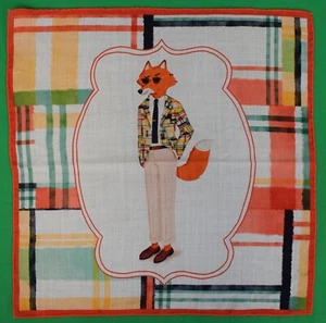 Madras Plaid Preppy Fox 70% Wolle/30% Seide Einstecktuch Made In England - Bild 1 von 4