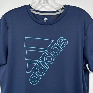Adidas Athletic Shirt Boys YXL Youth X-Large Blue Short Sleeve t-shirt logo    U - Picture 1 of 7