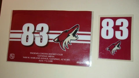 ARIZONA COYOTES Conor Garland #83 equipment bag nameplate + shaving kit card ID Cover