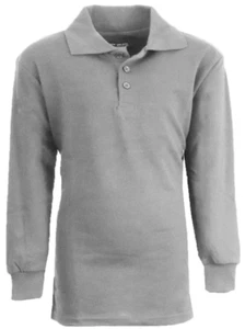Boy's Long Sleeve Button Pique Polo School Uniform Shirts ( Sizes 4-20 ) NWT - Picture 1 of 28