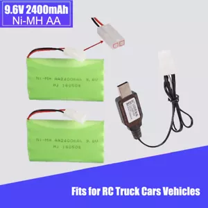 2PCS 2400mAh 9.6V AA NiMH Battery Pack w/ KET 2P Connector for RC Car Truck Boat - Picture 1 of 10