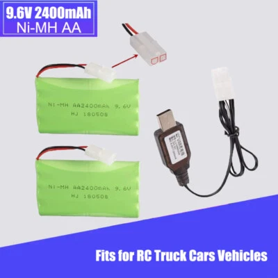 2PCS 2400mAh 9.6V AA NiMH Battery Pack w/ KET 2P Connector for RC Car Truck Boat - Image 1 of 4