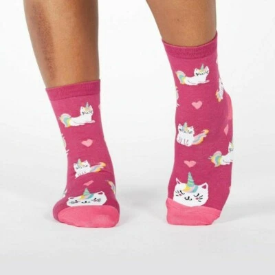 Look at Me Meow Women's Crew Socks Size 9-11 Sock It To Me Uni-Cat Fashion New - Image 1 of 2