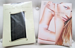 VTG/NIP VICTORIA'S SECRET 2 PRS. HIPSTER SZ B SABLE ~ BLK SEAM PANTYHOSE  SIZE M - Picture 1 of 6