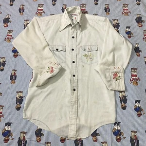 Camisa Levi’s vintage personalizada manga larga abotonada talla 20 costuras florales delgadas - Imagen 1 de 9