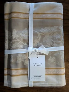 WILLIAMS SONOMA Jacquard Foliage Tablecloth-Flax - 70x108"-NWT - Picture 1 of 4