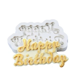 HAPPY BIRTHDAY Silicone Fondant Cake Topper Mold Mould Chocolate Candy Baking 4 - Picture 1 of 10