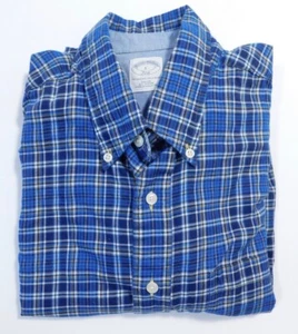 Camisa para hombre BROOKS BROTHERS azul a cuadros algodón calce ajustado botón delantero talla L - Imagen 1 de 5