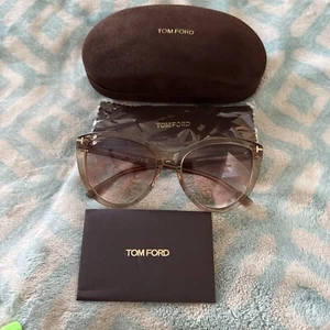 TOM FORD ISABELLA-0 TF915 45G PEACH PINK GRADIENT AUTHENTIC SUNGLASSES W~CASE - Picture 1 of 17