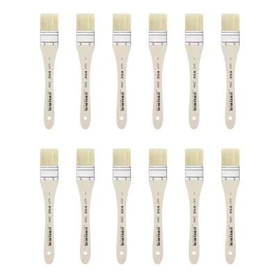 Lot of 12 Paint Brush Set Pure Hog Extra Thick Bristles 1 Inch Wide - image 1 of 4