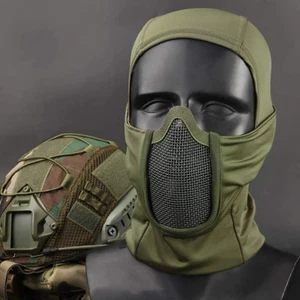 Men Tactical Balaclava Mesh Mask Airsoft Paintball Full Face Sun Protection Hood - Picture 1 of 33