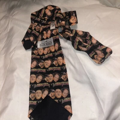 "Corbata Ralph Marlin Three Stooges Head para hombre negra 56""" Foto 1 de 4