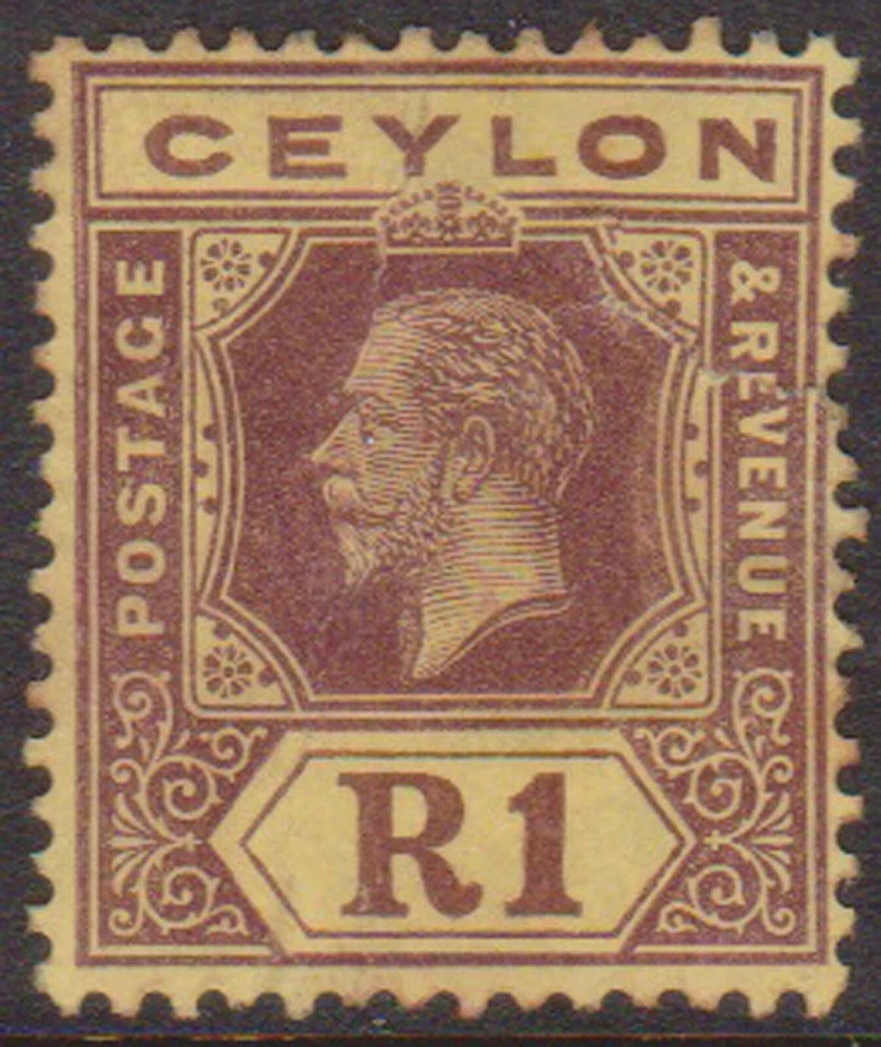 (F266-123) 1912 Ceylon R1 Purple & yellow KGV stamp MH (DW)  - Image 1 of 1