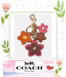 Neu mit Etikett Coach Wildblumen-Mix Taschenanhänger Schlüsselanhänger 2803 in elektrischem Pink Multi Leder - Bild 1 von 12