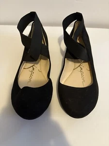 Jessica Simpson Ballet Flats Shoes Women's 8 Mandayss Criss-Cross Ankle Black - Picture 1 of 6