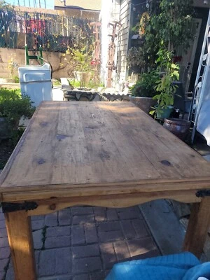 Juego de mesa de comedor rústica de pino 6 Foto 1 de 3