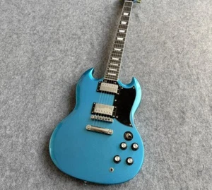 Guitarra Eléctrica Metal Azul SG, Madera Alta Calidad, Envío Aéreo Gratis - Imagen 1 de 9