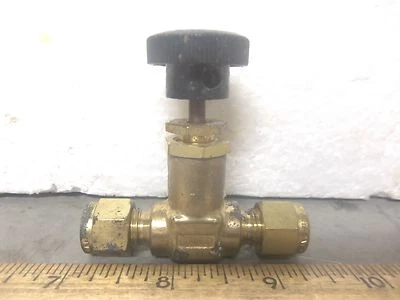 Nupro Company - 1/4" Brass Globe Valve with Swagelok Couplings - P/N: B4J (NOS)  - Image 1 of 4