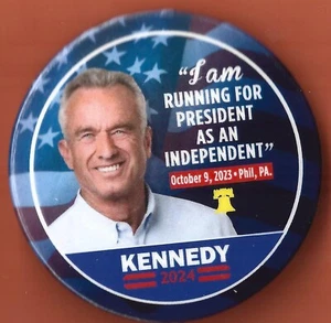 2024 RFK Jr 2.25"/ "Running As Independent" Presidential Campaign Button(Pin11) - Picture 1 of 2