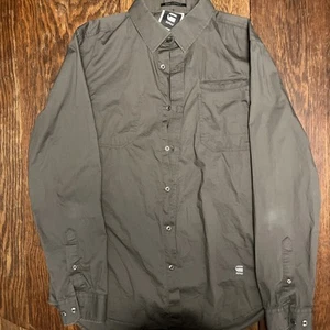 G-Star Raw Correct Button Down XL Interior Exterior Pockets Gray Green Shirt - Picture 1 of 17