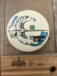 Freedom To Be 4H Club 1 5/8" Litho Advertising Pinback - Picture 1 of 2