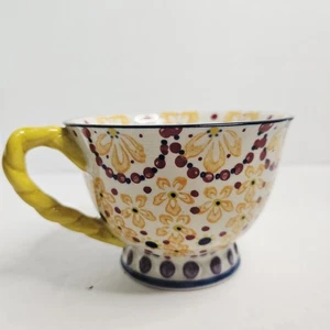 Tazza caffè Anthropologie Elka Ayaka floreale con manico attorcigliato e piedistallo - Foto 1 di 6