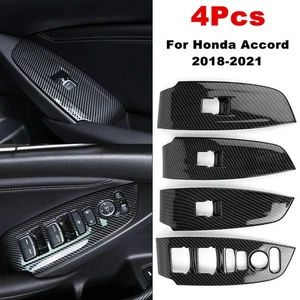 Carbon Fiber Interior Window Switch Panel Cover Trim For Honda Accord 2018-2021 - Picture 1 of 9
