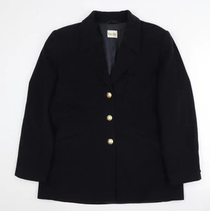 Viyella Petite Women’s Black Wool Blend Blazer Size 12 - Picture 1 of 12
