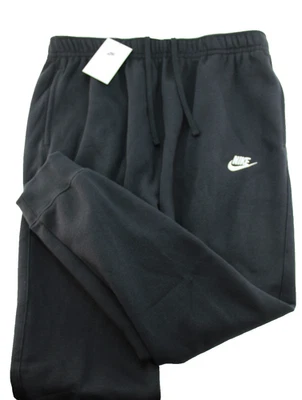 New NIKE Standard Fit Men's XL Black / White Embroidered Logo Fleece Sweat Pants - Image 1 of 4