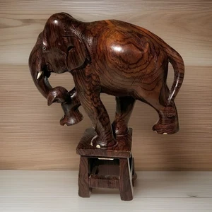 Exotischer Holz geschnitzter Elefant Indien 10-12 Zoll Top Zustand - Bild 1 von 24