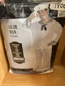 Adult Plus Size Sailor Man Costume #873 4 Pc Hat Tie Shirt Pants Halloween 48-52 - Picture 1 of 3