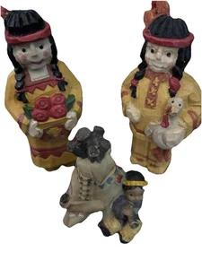 Statuine legno intagliato indiano sud-ovest e tenda resina lotto di 3 arte popolare primitiva - Foto 1 di 10