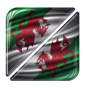 2x Wales strukturierte Flagge Gel gewölbt Auto Ecke Aufkleber - Bild 1 von 1