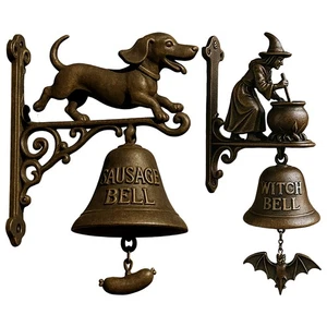 Vintage Dachshund Witch Doorbell –Iron Halloween Door Hanger Bell Outdoor - Picture 1 of 14